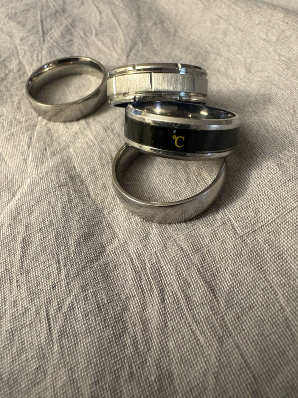 Set of 4 Silver-Tone Men’s 11.5 Wedding Bands Rings